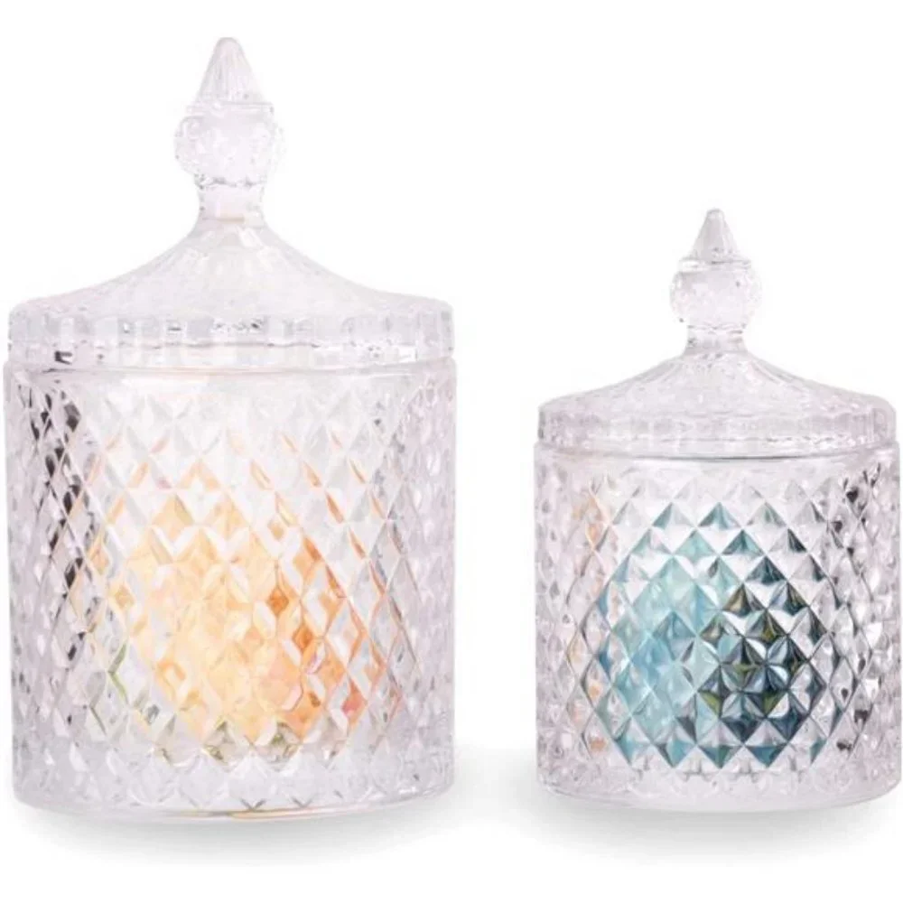 10+24 oz Glass Jars Set of 2 Bathroom Canisters Storage Organizer (Clear)